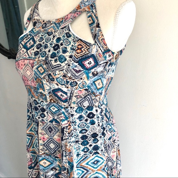 Solitaire Tribal Print Racerback Maxi Dress. - Picture 4 of 7